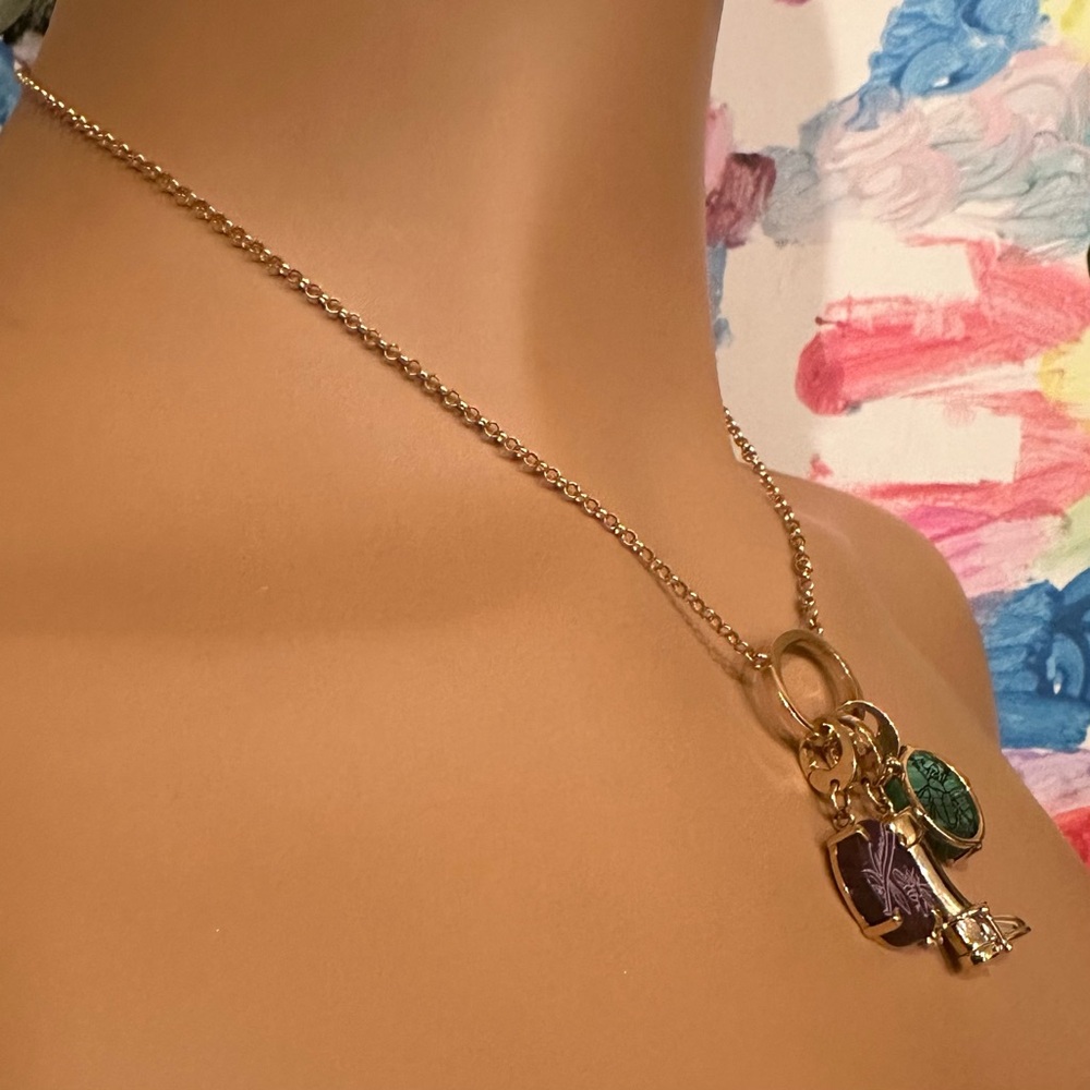 Rare! Authentic Gucci 18k Yellow White Gold Riding Boot + Beetle Charm Necklace - Picture 8 of 8
